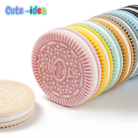 Cute-idea 1pc silicone cookies teether BPA FREE baby nusring pacifier Food Grade teething handmade DIY Accessory Baby product