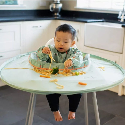 Canvas Baby Eating Table Mat Infant Feeding Cover For High Chair Learn To Eat Autonomously Graffiti Painting Mat